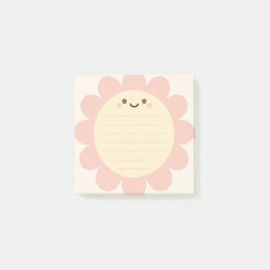 Pastel Roze Bloem Vormig Sticky Note Post It Note (Voorkant)