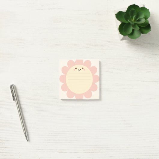 Pastel Roze Bloem Vormig Sticky Note Post It Note (Kantoor)