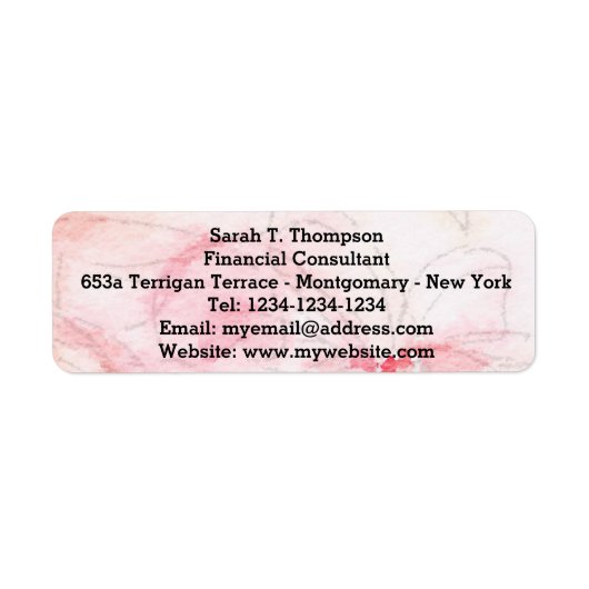 Pastel Roze Bloem Waterverf Labels (Voorkant)