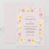 Pastel Roze Bloem Wedding Kaart (Voorkant / Achterkant)