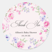 Pastel Roze Bloemachtige Baby Shower Dank Je