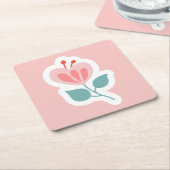 Pastel roze bloemblaadje cartoon kartonnen onderzetters (Schuin)