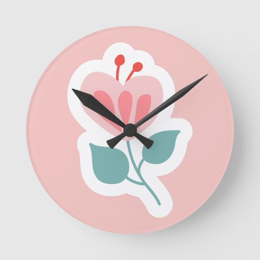 Pastel roze bloemblad met stengel ronde klok (Voorkant)