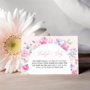 Pastel Roze Bloemboog Baby Shower Boeken Voor Baby Informatiekaartje