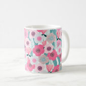 Pastel Roze Bloemen Abstract Patroon Koffiemok (Voorkant rechts)