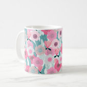 Pastel Roze Bloemen Abstract Patroon Koffiemok (Voorkant links)