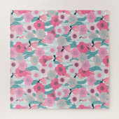 Pastel Roze Bloemen Abstract Patroon Legpuzzel (Horizontaal)