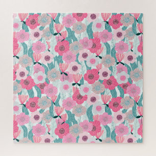 Pastel Roze Bloemen Abstract Patroon Legpuzzel