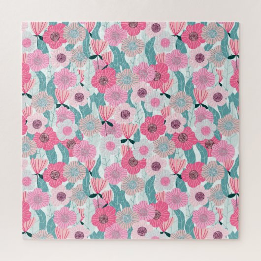 Pastel Roze Bloemen Abstract Patroon Legpuzzel (Verticaal)
