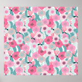 Pastel Roze Bloemen Abstract Patroon Poster (Voorkant)