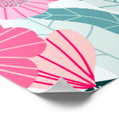Pastel Roze Bloemen Abstract Patroon Poster (Hoek)