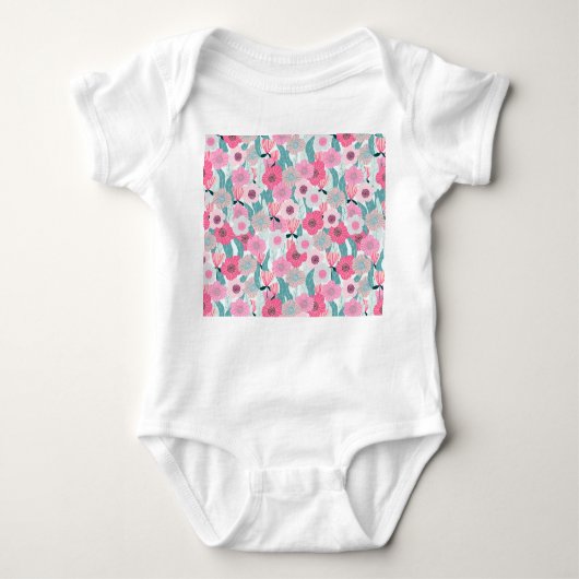 Pastel Roze Bloemen Abstract Patroon Romper (Voorkant)