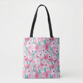 Pastel Roze Bloemen Abstract Patroon Tote Bag (Voorkant)