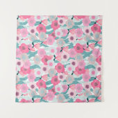 Pastel Roze Bloemen Abstract Patroon Wandkleed (Voorkant (horizontaal))