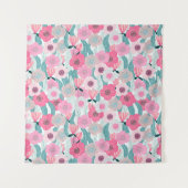 Pastel Roze Bloemen Abstract Patroon Wandkleed (Voorkant)
