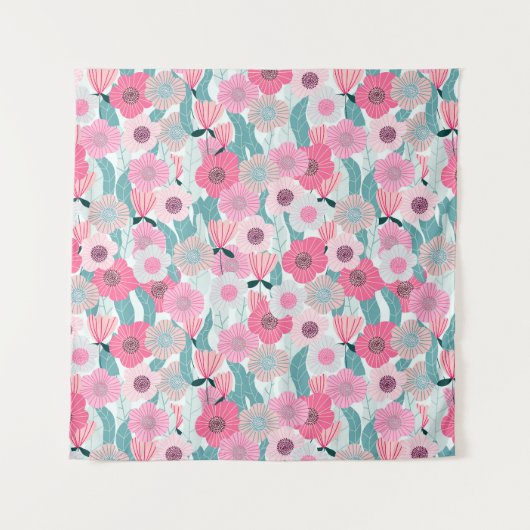 Pastel Roze Bloemen Abstract Patroon Wandkleed (Voorkant)
