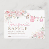 Pastel Roze Bloemen Baby Meisje Kleding Luier Raff Informatiekaartje (Voorkant)
