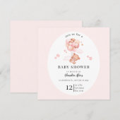 Pastel Roze Bloemen Baby shower Kaart (Voorkant / Achterkant)