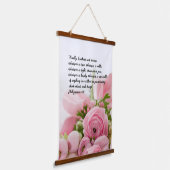Pastel roze bloemen bijbel vers hangend wandkleed (Gebogen)
