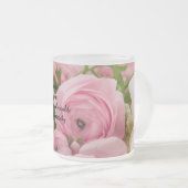Pastel roze bloemen bijbel vers matglas koffiemok (Voorkant rechts)
