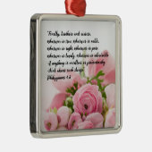 Pastel roze bloemen bijbel vers metalen ornament (Rechts)