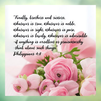 Pastel roze bloemen bijbel vers raamsticker
