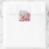 Pastel roze bloemen bijbel vers vierkante sticker (Tas)