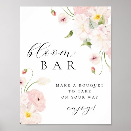 Pastel Roze Bloemen Boeket Bar Poster (Voorkant)