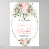 Pastel Roze Bloemen Bruids Bruiloft Welkom Poster (Voorkant)
