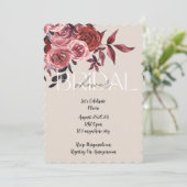 PASTEL ROZE BLOEMEN BURGUNDY BRUIDSSLUIER SAVE THE DATE (Staand voorkant)