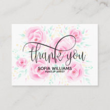 Pastel Roze Bloemen Dank u kaart meisjesachtig