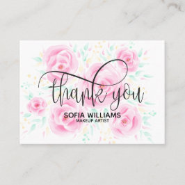 Pastel Roze Bloemen Dank u kaart meisjesachtig