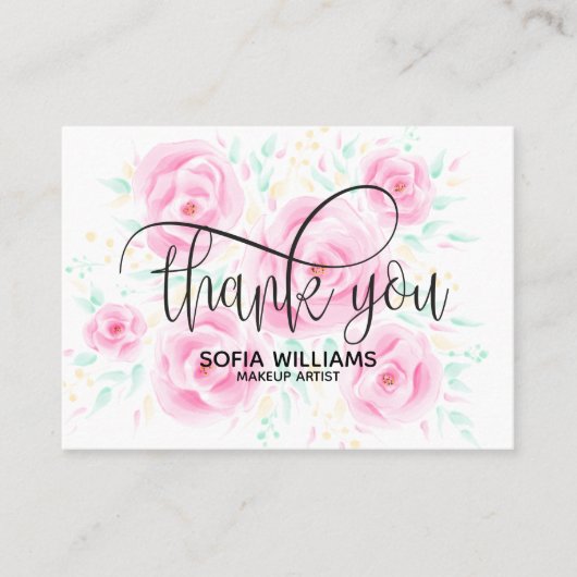 Pastel Roze Bloemen Dank u kaart meisjesachtig (Voorkant)