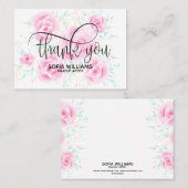 Pastel Roze Bloemen Dank u kaart meisjesachtig (Voorkant / Achterkant)