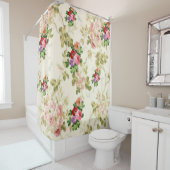 Pastel roze bloemen douchen haar douchegordijn (In situ)