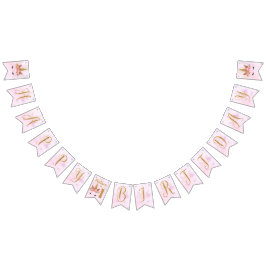 Pastel Roze Bloemen Eenhoorn Verjaardagsfeest Vlaggetjes