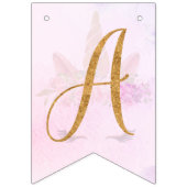 Pastel Roze  Bloemen Eenhoorn Verjaardagsfeest Vlaggetjes (Derde vlag)