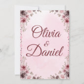 Pastel Roze Bloemen Elegante bruiloft Uitnodigings Kaart (Achterkant)