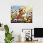 *~* Pastel Roze Bloemen Kat 5:4 Kitten Cat AP68 Poster (Thuiskantoor)