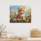 *~* Pastel Roze Bloemen Kat 5:4 Kitten Cat AP68 Poster (Keuken)