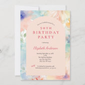 Pastel Roze Bloemen Moderne Boog 50e Verjaardag Ha Kaart (Voorkant)