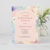 Pastel Roze Bloemen Moderne Boog 50e Verjaardag Ha Kaart (Staand voorkant)