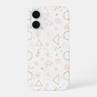 Pastel Roze Bloemen Naadloos Patroon iPhone 16 Hoesje