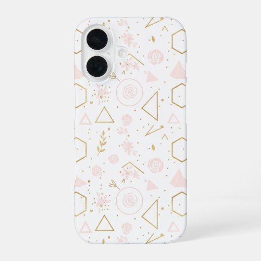 Pastel Roze Bloemen Naadloos Patroon iPhone 16 Hoesje (Achterkant)