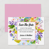 Pastel Roze Bloemen Romantisch Save The Date Kaart (Voorkant / Achterkant)
