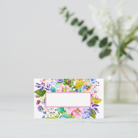 Pastel Roze Bloemen Romantische Bruiloft Plaats Ka Plaatskaartje (Staand voorkant)
