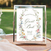 Pastel Roze Bloemen Wildflower Guestbook Sign Poster