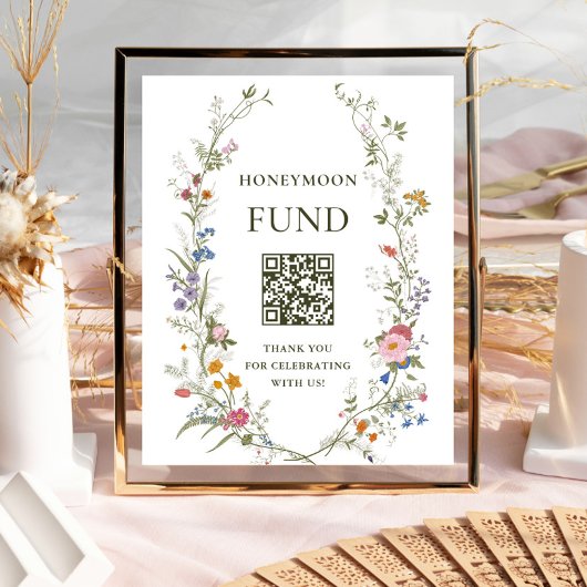Pastel Roze Bloemen Wildflower Honeymoon Fund Poster
