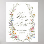 Pastel Roze Bloemen Wildflower Liefde is Zoet Poster (Voorkant)