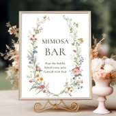 Pastel Roze Bloemen Wildflower Mimosa Bar Sign Poster